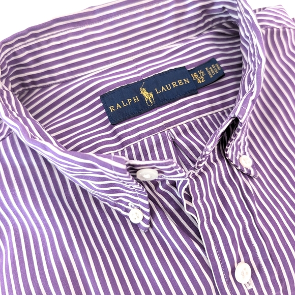 Ralph Lauren Classic Purple Dress Shirt In Size 16 1/2 - 42 - Picture 3 of 8